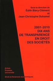 2001-2010 : Dix ans de transparence en droit des sociétés